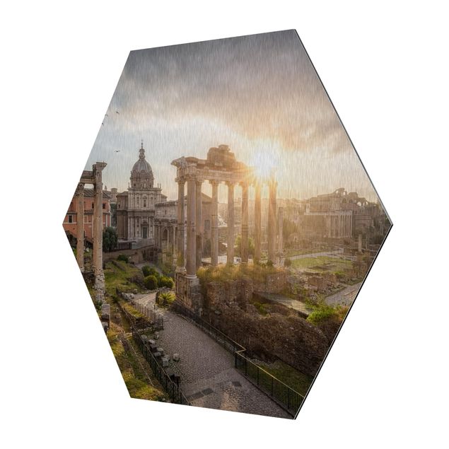 Hexagon Bild Alu-Dibond - Forum Romanum bei Sonnenaufgang