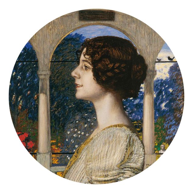 Runde Tapete selbstklebend - Franz von Stuck - Weibliches Portrait