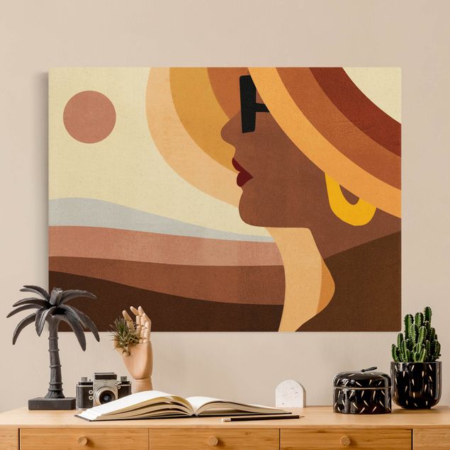 Leinwandbilder Gold Canvas Frau mit Sonnenbrille