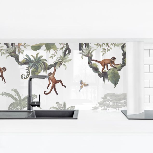 Küchenrückwand selbstklebend Freche Affen in tropischen Kronen