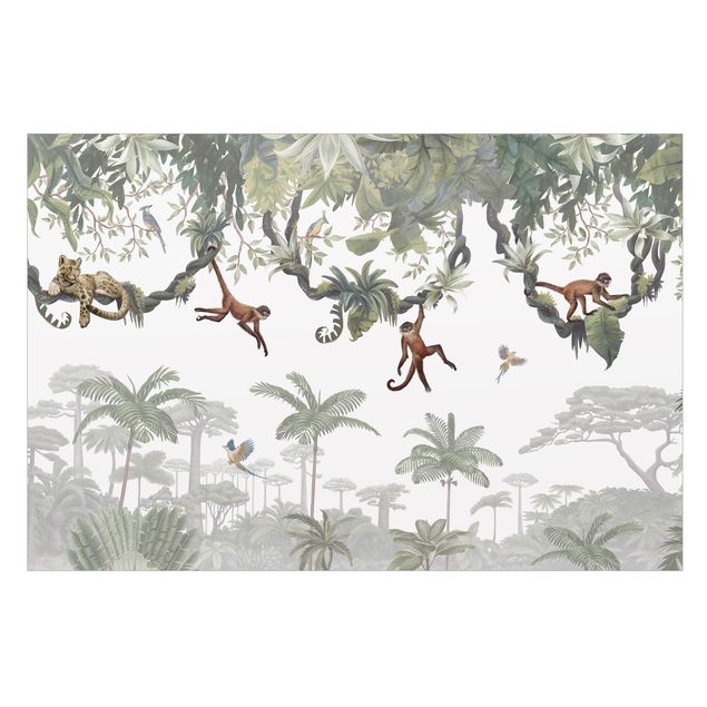 Fensterbilder selbstklebend Freche Affen in tropischen Kronen