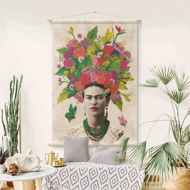 Wandbehang Tuch Frida Kahlo - Blumenportrait