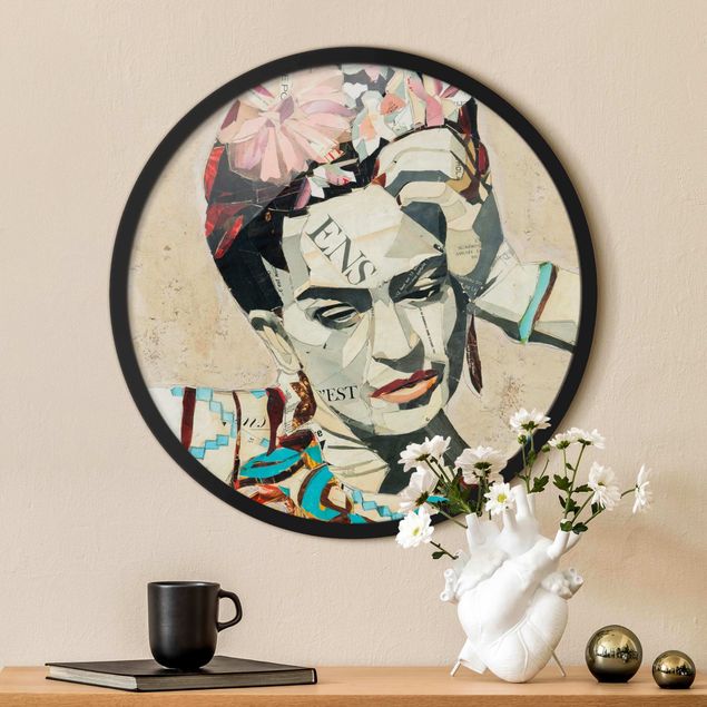 Rundes Gerahmtes Bild - Frida Kahlo - Collage No.1