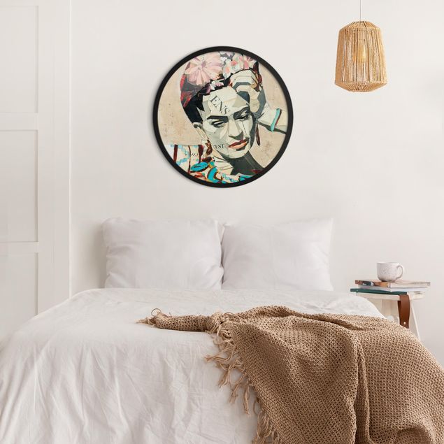 Rundes Gerahmtes Bild - Frida Kahlo - Collage No.1