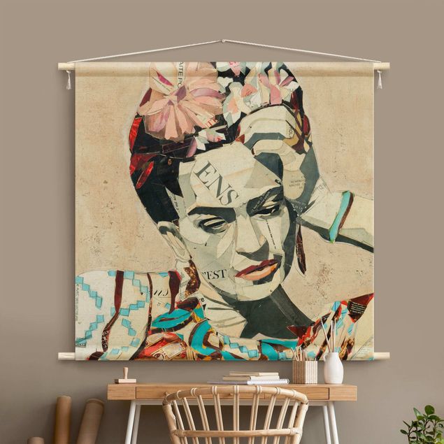 Wandbehang Stoffbild Frida Kahlo - Collage No.1