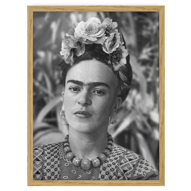 schöne Bilder Frida Kahlo Foto Portrait mit Blumenkrone