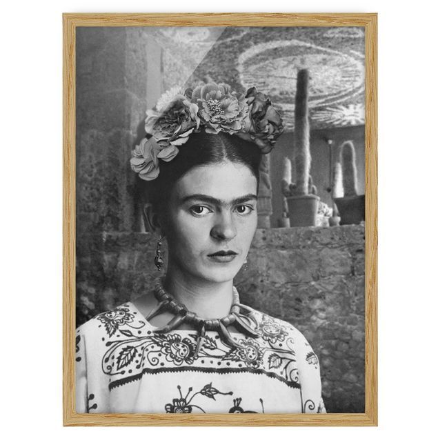 Wandbilder Frida Kahlo Foto Portrait vor Kakteen
