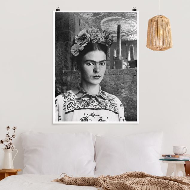 XXL Poster Frida Kahlo Foto Portrait vor Kakteen