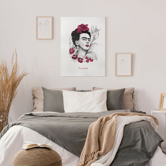 Leinwandbilder Frida Kahlo Portrait mit Blüten