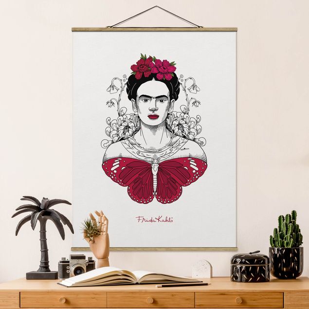 Frida Kahlo Bilder Frida Kahlo Portrait mit Blüten und Schmetterling
