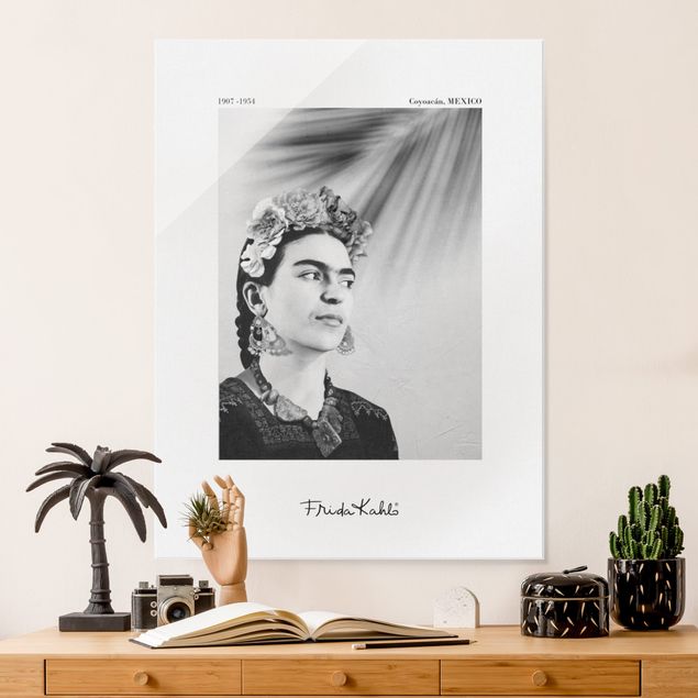 XXL Glasbilder Frida Kahlo Portrait mit Schmuck