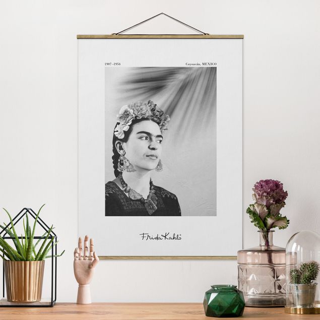 - Schmuck Hochformat Kahlo mit mit Frida - 3:4 Stoffbild Portrait Posterleisten