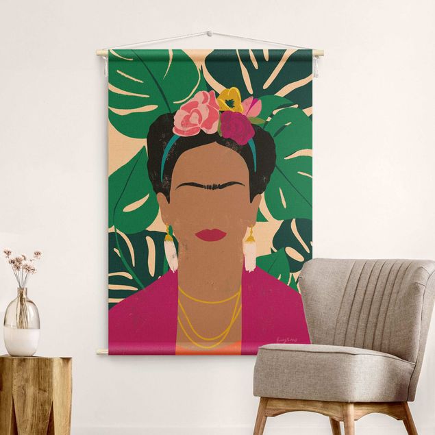 Wandteppich groß Frida tropische Collage