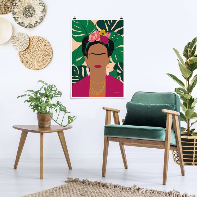 Moderne Poster Frida tropische Collage