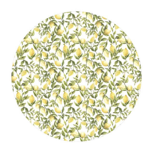 Vinyl-Teppich Fruchtige Zitronen mit Blättern
