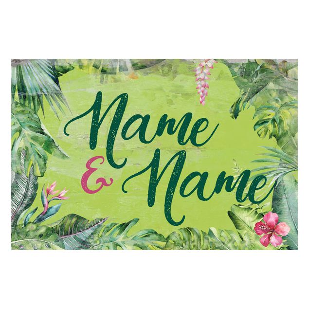 Fußmatte + Name - Tropischer Rahmen Wunschnamen