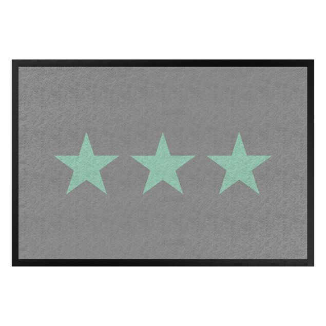 Moderne Teppiche Drei Sterne grau mint