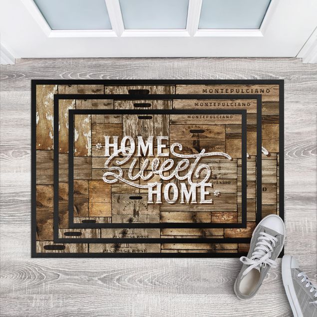 Moderne Teppiche Home sweet home Holzwand