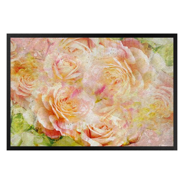Moderner Teppich Watercolor pastell Rose
