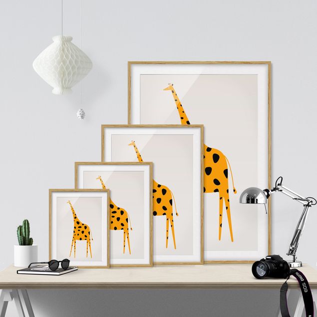 Bilder mit Rahmen Gelbe Giraffe