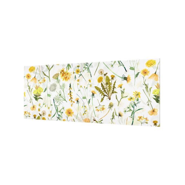 Spritzschutz Glas - Gelbe Wildblumen - Panorama 5:2