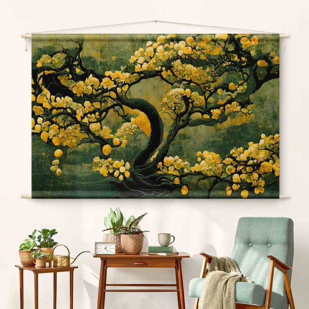 Moderne Wandteppiche Gelber Baum