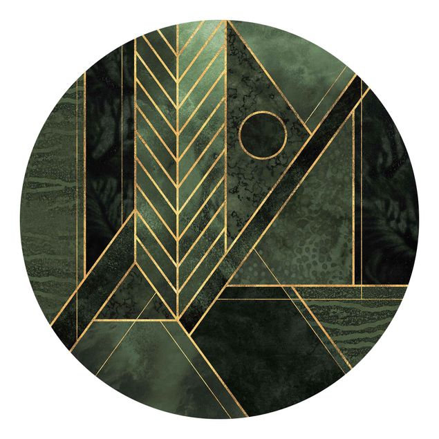 Design Tapeten Geometrische Formen Smaragd Gold