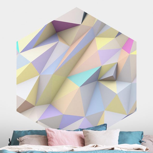geometrische Tapete Geometrische Pastell Dreiecke in 3D