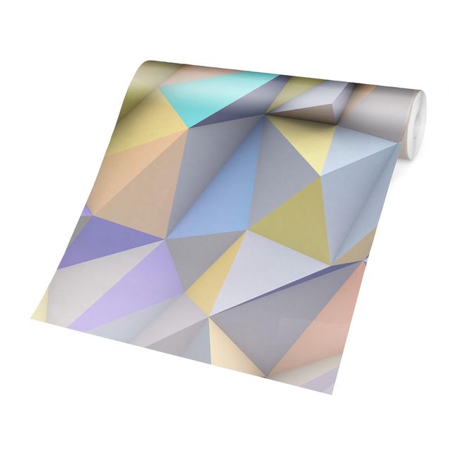 Fototapete - Geometrische Pastell Dreiecke in 3D