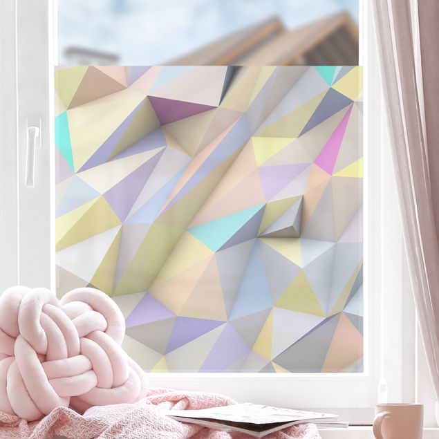 Klebefolie Fenster Geometrische Pastell Dreiecke in 3D