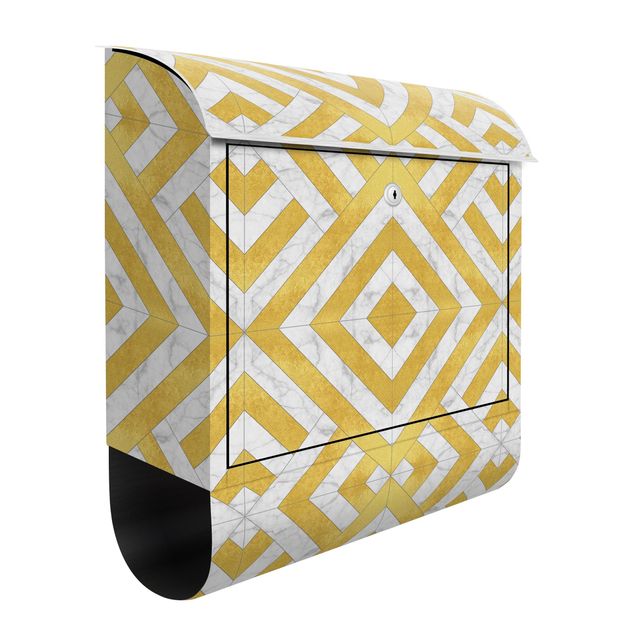 Briefkasten Muster Geometrischer Fliesenmix Art Deco Gold Marmor