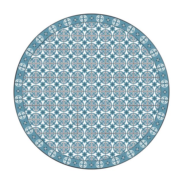 Vinyl-Matten Geometrischer Fliesenmix Kreise Blaugrau