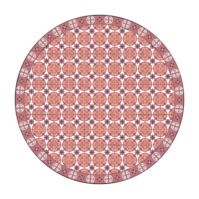 Vinyl-Teppich Geometrischer Fliesenmix Kreise Orange