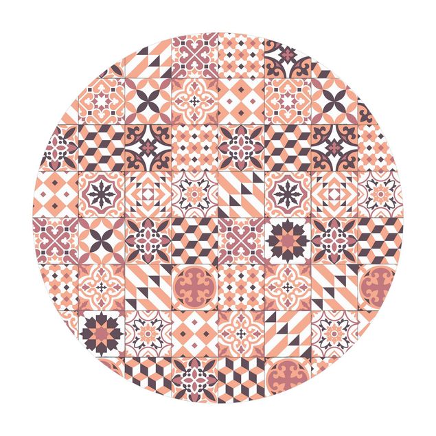 Vinyl-Teppich Geometrischer Fliesenmix Orange