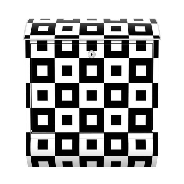 Briefkasten - Geometrisches Muster aus Schwarz Weißen Quadraten