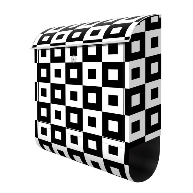 Briefkasten - Geometrisches Muster aus Schwarz Weißen Quadraten