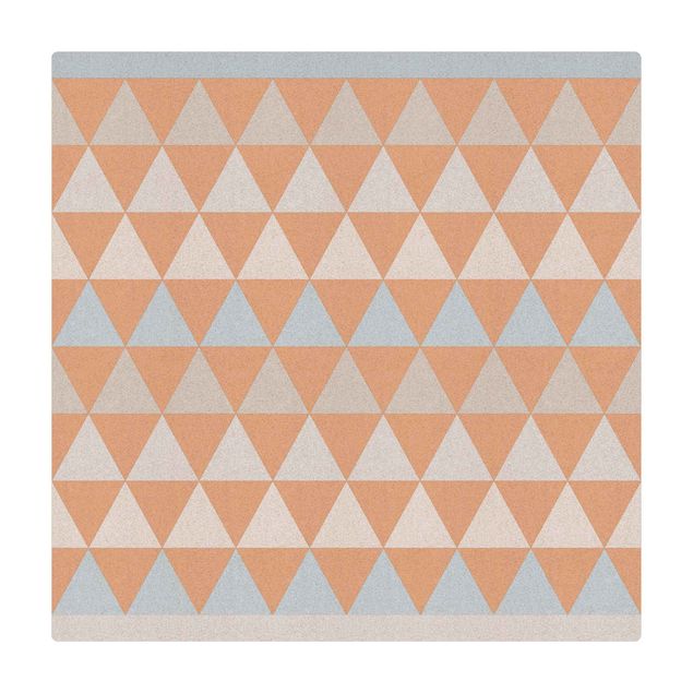 Kork-Teppich - Geometrisches Muster Dreiecke mit Balken - Quadrat 1:1