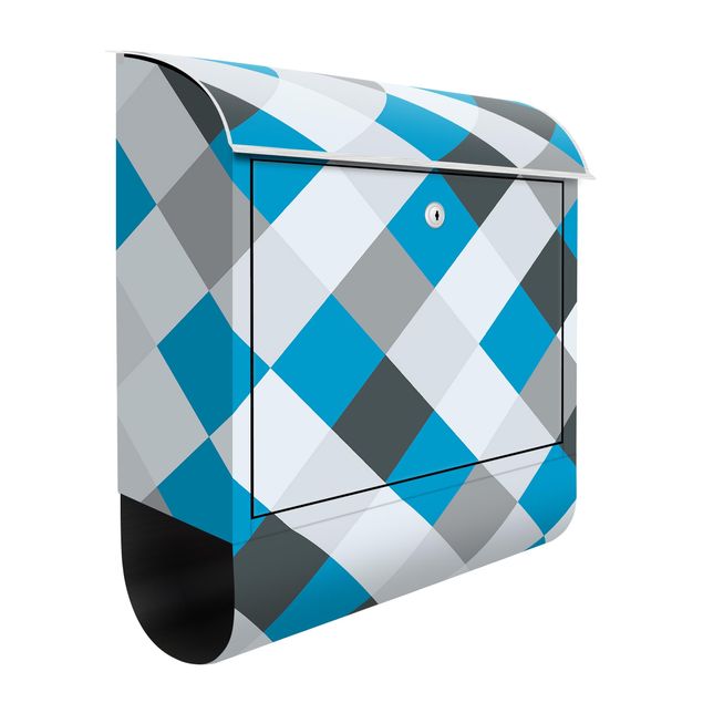 Briefkasten Muster Geometrisches Muster gedrehtes Schachbrett Blau
