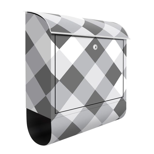 Briefkasten Muster Geometrisches Muster gedrehtes Schachbrett Grau