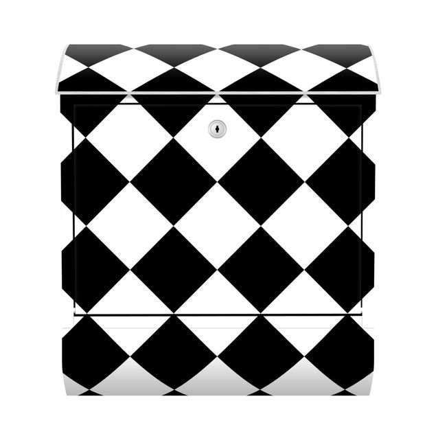 Briefkasten Muster Geometrisches Muster gedrehtes Schachbrett Schwarz Weiß