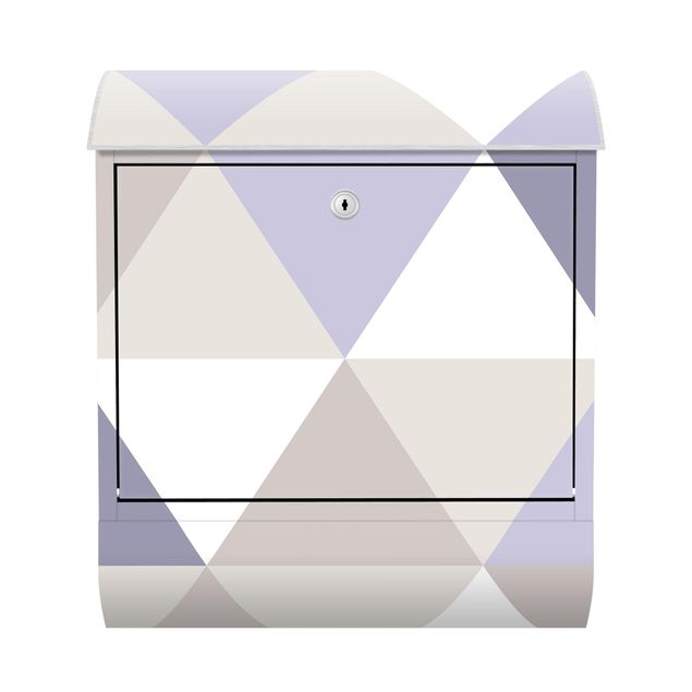Design Briefkasten Geometrisches Muster gekippte Dreiecke Flieder