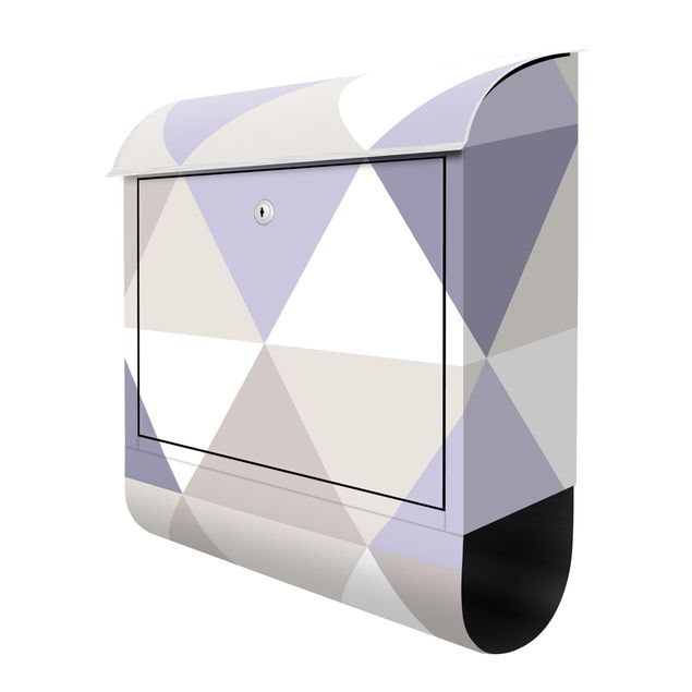 Briefkasten - Geometrisches Muster gekippte Dreiecke Flieder