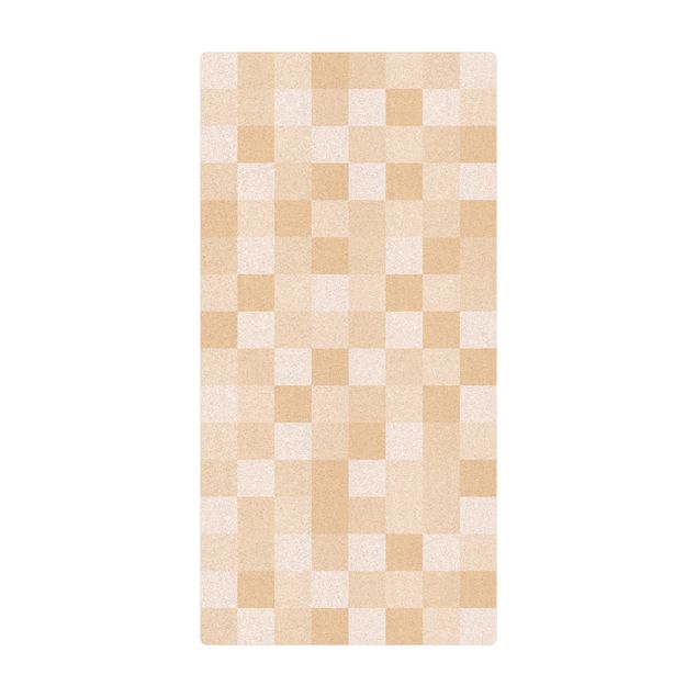 Kork-Teppich - Geometrisches Muster Mosaik Gelb - Hochformat 1:2