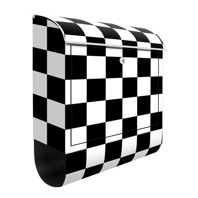 Briefkasten Schwarz-Weiß Geometrisches Muster Schachbrett Schwarz Weiß