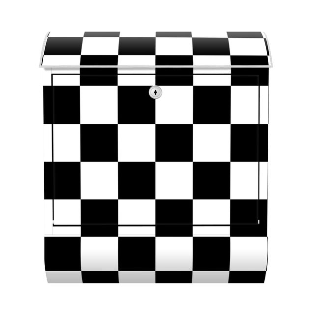 Briefkasten modern Geometrisches Muster Schachbrett Schwarz Weiß