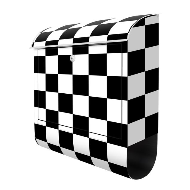 Briefkasten - Geometrisches Muster Schachbrett Schwarz Weiß