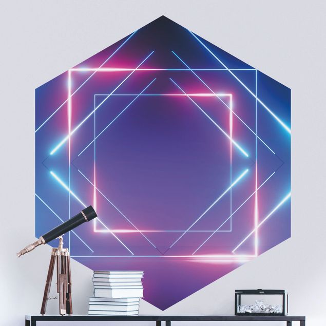 Hexagon Tapete Geometrisches Neonlicht