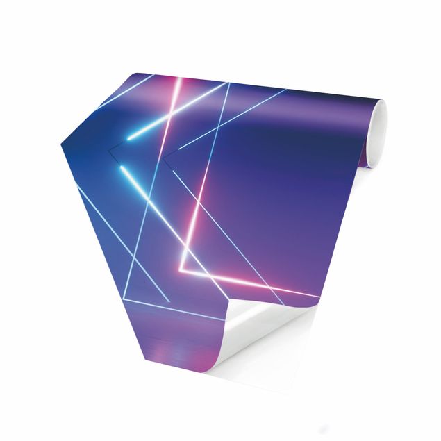 Hexagon Mustertapete selbstklebend - Geometrisches Neonlicht