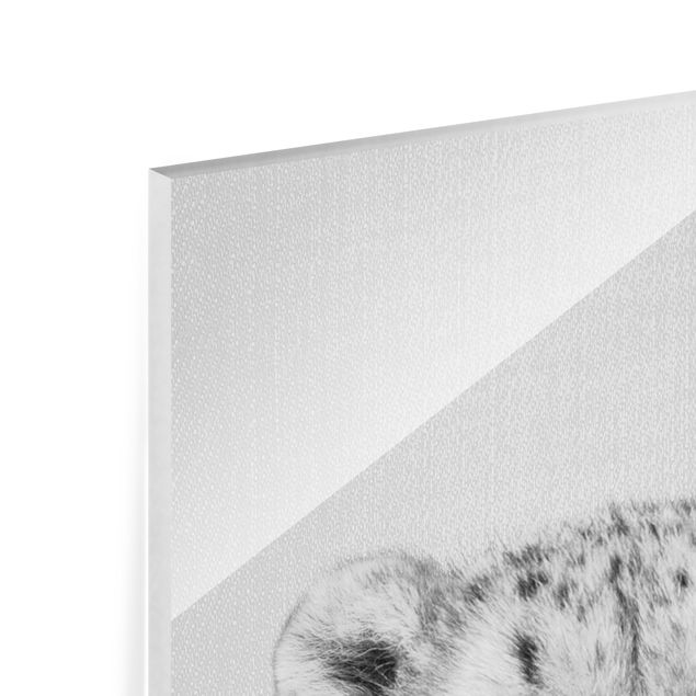 Glasbild - Gepard Gerald Schwarz Weiß - Hochformat