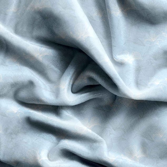 Vorhang blickdicht Geranium Muster - Himmelblau